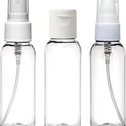 nsb herbals Combo Of 3-50 ml Clear Plastic Empty White Mist Spray Pump Bottle + White FlipTop Cap Bottle + White Serum Bottle For Sanitizer,Perfume,Rose Water,Travel,Diy Products,Refillable Reusable-picture-12