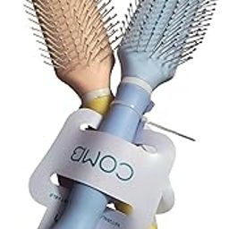 COMB Detangling Hair Brush Set, 2-Pack, Blue and Yellow, Ergonomic Handle Design-image-90