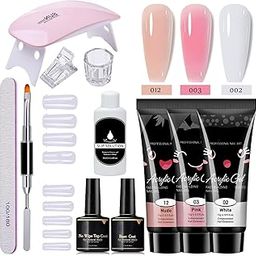 Poly Nail Gel Extension Kit for Builder Gel UV Nail Art Kit Nail Extension Set (Nude, Pink, White) (12 Items in the set)-image-5