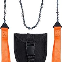 Sucrain Pocket Chainsaw with Paracord Handle, Folding Chain Hand Saw, Emergency Outdoor Survival Gear for Camping, Hunting, Hiking, Cutting Wood & Tree (Orange, 11 Teeth, 24'' Long)-28