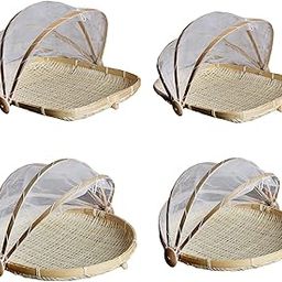 MERISHOPP Bamboo Fruit Basket Fruit Vegetable Organizer with Pop Up Mesh Food Storage-image-28