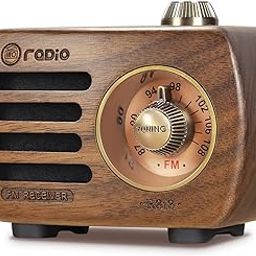 PRUNUS R-818 Wood Retro FM Radio Bluetooth Mini Portable Wooden Old Vintage Speaker, Rechargeable Battery Operated, Strong Bass Enhancement, Loud Volume, Support AUX in(Walnut Wood)-19