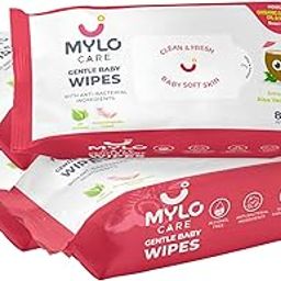 Mylo Gentle Baby Wipes Non-Lid (Pack of 4) | 80 Wipes per pack | Organic Coconut Oil, Neem, Aloe Vera, Vitamin E | 98% Pure Water-image-36