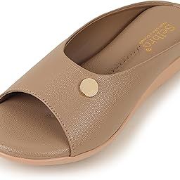 Women's Stylish Fashionable Flat-Heeled Simple V Style Slippers For Girl's & Women's- 1 Inches heel SLP-58-image-87