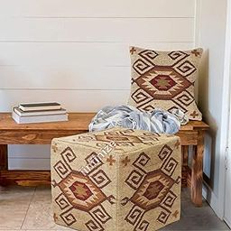 iinfinize Handmade Vintage Kilim Jute Pouf Cushion Cover Combo Set Footstool Decorative Sitting Wool Jute Pillow Pouf Cover (Beige 36)-image-44