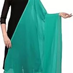 Women's Solid Chiffon Dupatta (LERELIABLE_Green, Teal_2.25 Meters)-image-8