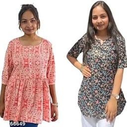 Combo Rayon Printed Long Top | Soft and Comfortable | Tops for Women | Tops for Stylish Women Pink-image-87