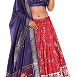 Women,s Tussar Silk With Bindi And Foil Print Lehenga choli Set-picture-52