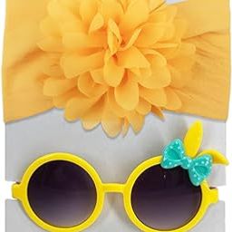 SYGA Baby Flower Stretchable Headband With Uv Protection EarTie Sunglasses Stylish Combo For Toddlers And Kids (Yellow)-image-68