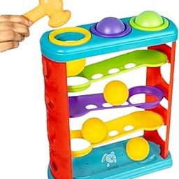 Storio Hammer Knock Ball for Babies and Toddlers - Pound and See The Balls Roll Down The Ramps for Infants Kids Boys Girls - Multicolor-image-6
