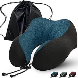 Friends Of Meditation Neck Pillow For Travel, Memory Foam Travel Neck Rest Support Pillow, Travel Pillow For Flights, Train And Car With Travel Bag, Teal, One Size-0