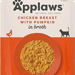 Applaws Natural Premium Wet Cat Food for Adult Cats, Chicken Breast with Pumpkin in Broth Pack of 4 x 70g Pouches-image-65