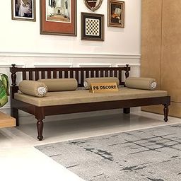 PS DECOR Wooden Couch Diwan Sofa Settee for Living Room and Office | Three 3 Seater Sofa | Sheesham Wood (Walnut)-image-30