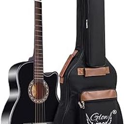 GLOW WINGS Enterprisese Heavy Duty Padding Lightweight Black Brown Rexine Waterproof Acoustic Guitar Bag-6
