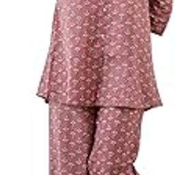 Night Suit for Womens Pure Cotton Printed Tunic and Trousers Co-ord Set | Two-Piece Night Wear Dress for Women-image-22
