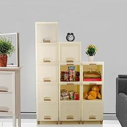 AVZEEGO Multi-Purpose Organizer | Modular Storage Box for Clothes, Kitchen, Bedroom & Living Room | Stackable Rack, Space-Saving Wardrobe Cabinet Wardrobe for Cloth (WHITE, 4 LAYER)-83