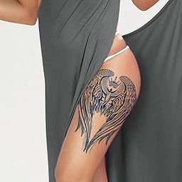 Semipermanent Temporary Tattoo Stickers 20-25 days Lifespan For Men Women Boys & Girls Waterproof 3D Realistic Large Winged Crown Tatto Sticker Blue Coloured Temp Watertransfer Size-18X11cm GZ-483-image-85