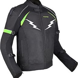 Allextreme WILDFIRE Bike Riding Jacket CE Level 2 Certified Armour Protector for Back Elbows Shoulders Mesh Fabric Motorcycle Gear (XL, Black/Neon Green)-image-22