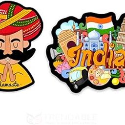 Decorative Namaste & Indian Culture Design, India Souvenir Fridge Magnets Set of 2 for Home/Office Decor and Gifting Made in India (Size- 3.5 Inch)-picture-28