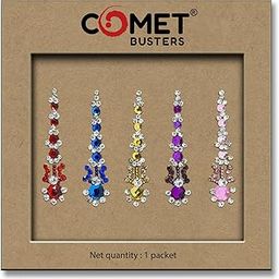 Comet Busters Long Bridal Crystal Handcrafted Multicolor Premium Bindis For Women (BIN012)(30mm)-image-4