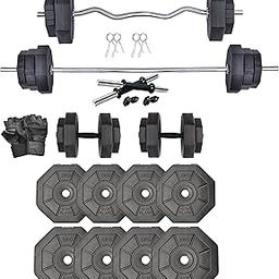 StarX Hexa PVC 20KG Weight with 3Ft Curl Rod and 5Ft Straight Rod with Gym Gloves-picture-28