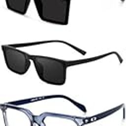 Unisex combo offer pack of 5 shades Unisex Fashion Sunglasses Set, 5 Pairs, Metal Frame, Black and Silver - Combo5-952-image-68