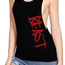 THE BLAZZE Women 's Cotton Printed Sleeveless Racer Back Yoga Tank Top Workout | Exercise | Fitness Lightweight Breathable Dry Fit Gym Vest, Sports Vest Tank Top L984 Product Code (Size, Colour)-picture-2