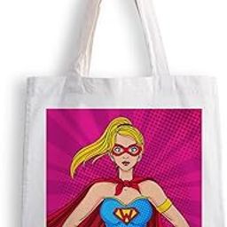 Canvas Tote Bags for Women, College Bag for Girls, Tote Bag for Shopping, Travel & Beach Bags for Women - Super Women - D No - 164-image-65