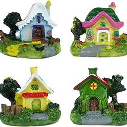 Wonderland (4 Pc/Set Colourful Houses Bonsai Miniature for Landscape Decoration,Plants (Tray Gardening, Miniature Toys)-image-2