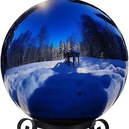 v2croft 12 Inch Stainless Steel Gazing Globe, Hollow Ball Mirrored Surface Polished Shiny Sphere,Garden Stainless Steel Gazing Ball for Outdoor Lawn Pond Yard Ornament(Blue)-image-48