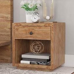 UNITEK FURNITURE Sheesham (Rosewood) 1 Drawer Bed Side Table for Living Room Solid Wood Bedside Table (Finish Color - Honey Finish)-image-22