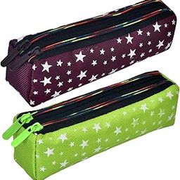 Pencil Pouch | Rexine Stationary Pouch | Pencil Utility Pouch | School Pencil Case for Kids | Pen-Pencil Box for Kids | 2 Zipper Pencil Organizer | Star Pencil Pouch | Pack of 2 | Multi-picture-40