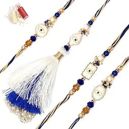 To The Nines Bhaiya Bhabhi Rakhi Set with 2 Rakhi for Kids, Greeting Card & Tilak Material – Lumba Set-24