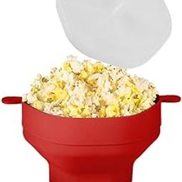 HASTHIP® Microwave Popcorn Maker with Lid 220 Degree Heat Resistant Silicone Microwave Popcorn Container Holder Dual Ear Design BPA-Free Food Grade Silicone Folding Popcorn Maker for 2-3 Servings-image-21