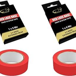 Woolip Hair Patch Tape. Ultra Super Strong Hold, 1 Inch Cotton Material, Double Sided, and Waterproof - Pack of 2 (Red - 5M)-image-30