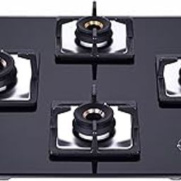 Elica Hob 4 Burner Auto Ignition Glass Top - 3 Mini Triple Ring Brass Burner and 1 Double Ring Brass Gas Stove (Flexi AB HCT 460)-image-35