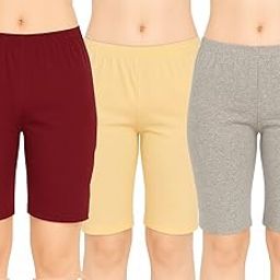 ARLA APPAREL Pack of 3 Women's Cotton Soft Elastic Low-Waist Cycling Shorts | Seamless Underskirt Shorts for Girls & Women - Multicolor-image-31