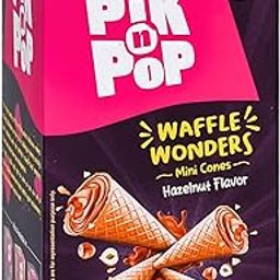 Pik n Pop Hazelnut Mini Waffle Cones - 70g | Whole Wheat | Non-Meltable | Eggless | Crunchy Hazelnut filled Cones | Cone Bite Snacks I Flavoured Cones-image-48