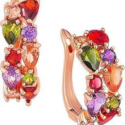 Sparkling Colors Flowerets Vine Swiss CZ Clip On Earrings-45