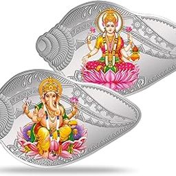 50 gm Silver 999.9+ Minted Coin Shankh shape Ganesh Laxmi Colored capsule Set (25 gms x 2)-23