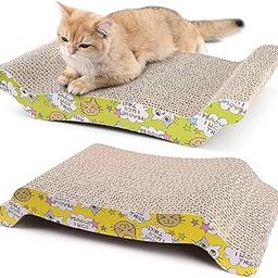 PSK PET MART Cat Scratching Pad with Catnip, Corrugated Cat Scratcher Cardboard for Indoor Cats, Kitten for Furniture Protection, Durable Texture Design (Deck Chair Scratcher) (Brown, MB-01)-picture-2