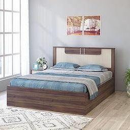 Spacewood Eco Bed | King Size (78 X 72) Engineered Wood Bed with 3/4th Lifton Storage | 3 Year Warranty | Modern Design |Lyon Walnut-image-2