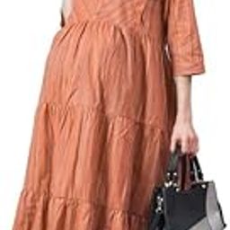 Cotton Grey/Black Maternity Dresses for Women with Feeding Zip - Floral Breastfeeding Maternity Gown Kurti for Pregnant Women - Nursing Pre and Post Pregnancy Wear(GreyBLack)-image-11