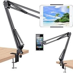 Linnet Universal Cell Phone Stand Holder Mount Flexible 360° Rotation Metal Long Lazy Arm Bracket for 3.5-6.5 inch Phones Mobile Stand for Streaming Overhead Video Bed Office Kitchen-image-33