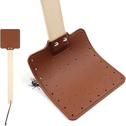 Keaiduoa Leather Fly Swatter Fly Swat Heavy Duty Insect Mos-Quito Wasp Pest Control Rustic Design with Long Wooden Handle. (Brown)-image-84