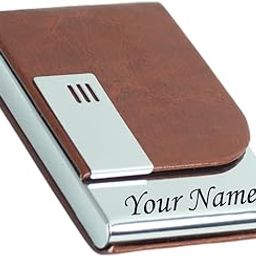 Customized/Personalized Card Holder with Name Engraved, PU Leather Professional Business Visiting Card Holder/Credit Card Holders Men, Women Day Gift, Corporate Gift for Employees (Brown2)-39
