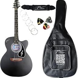 PS Signature 41 Inch Black Matte Acoustic Guitar (Free 1 set Strings, 3 Picks, Bag & Strap)-image-25