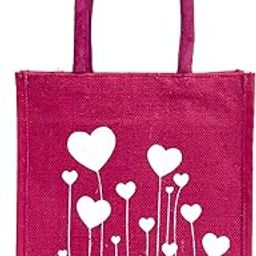 H&B Eco-Friendly Jute Bag for Women & Girls – Maroon Tote with White Heart Print | Reusable, Lightweight, Stylish Shopping & Gifting Bag Size:11x10x6 in-picture-11