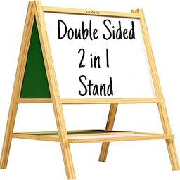 GOSHU Non Magnetic Double Sided 4 feet x4 feet Wooden Easel Stands White Board for Adults, A-Ttype Foldable Writing Board with Tray for Classroom, Office and Home Use (4x4 feet, Pack of 1 Item)-image-46