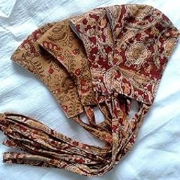 Assorted color - Double layer knotted Kalamkari Cotton Face Masks soft on skin & Bio degradable.-19